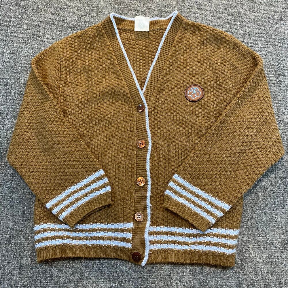 Vintage Brownie Girl Scouts Kids Size 5 Brown Knit Button Down Cardigan Sweater